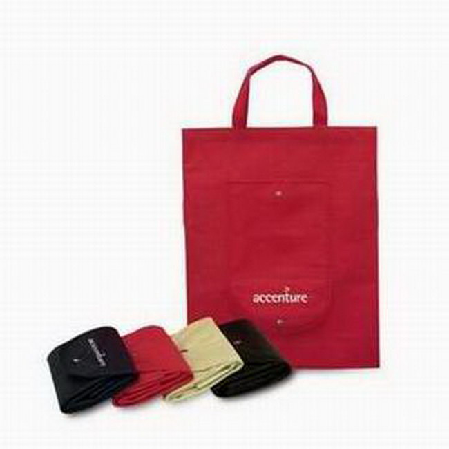 Custom Logo Foldable Non Woven Grocery Carrier Bag Pocket
