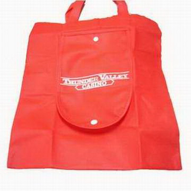 Custom Logo Snap Pocket Foldable Non Woven Tote Bag