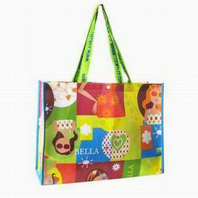 Custom Printed Laminat Non Woven Tote with Grosgrain Strap