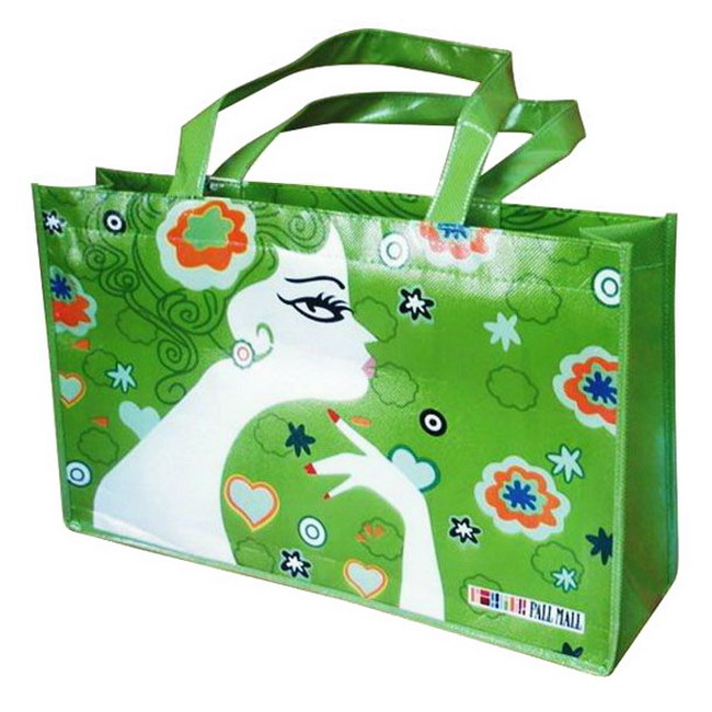 Shiny Laminated Non Woven Tote Bag with Laminated Handle